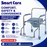 SMARTCARE Height Adjustable Commode Chair with Footrest SC-2819 | Chrome Steel Folding Frame, Flip-Up Leg Rest, 3" Caster Wheels with Rear Pedal Brake | Portable & Durable for Elderly & Disabled