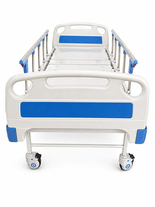 PATIENT CARE FOWLER BED ELECTRIC REMOTIZED ABS PANEL COLLAPSIBLE RAILING WITH 5'' WHEEL