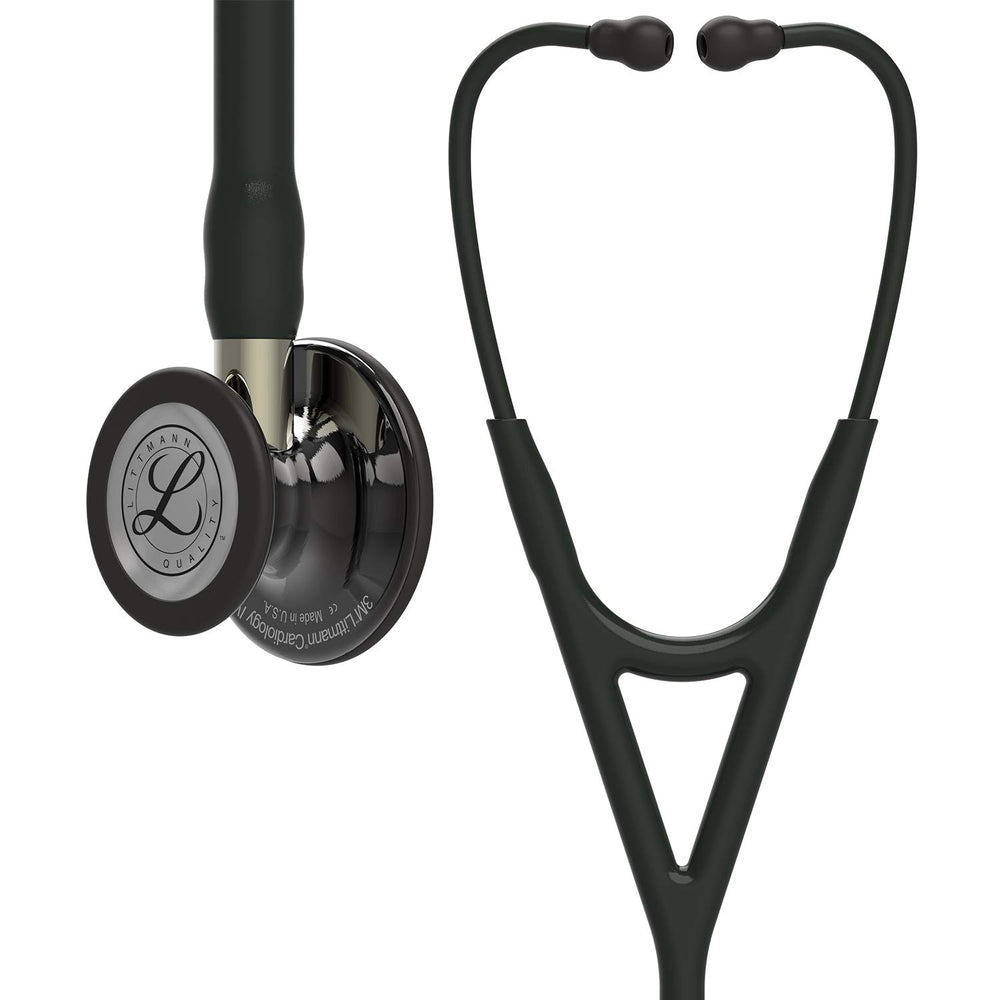 3M Littmann Cardiology IV Diagnostic Stethoscope, High Polish Smoke-Finish Chestpiece, Black Tube, Champagne Stem and Black Headset, 27 inch, 6204