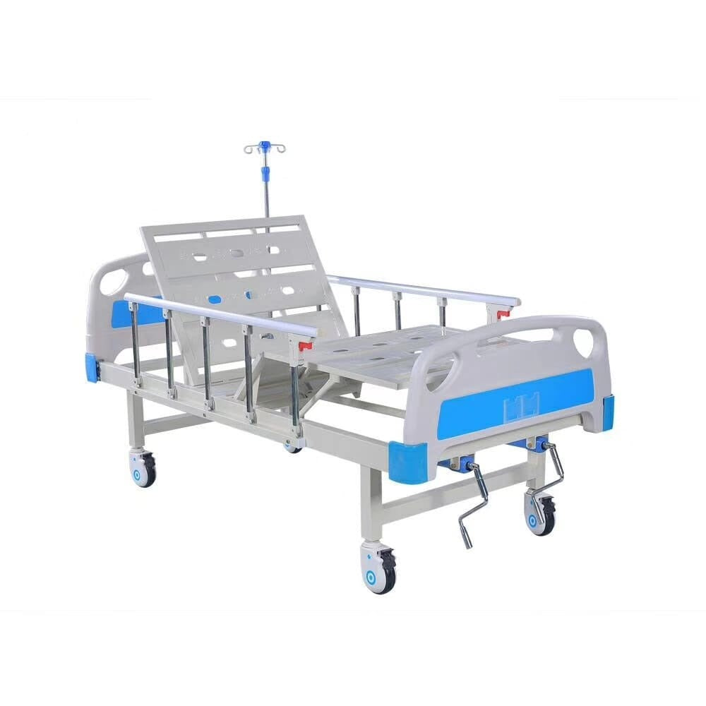 Smart Care Manual Full Fowler Bed with ABS Panel, Side Railing & IV Stand (Wooden Box Packing)
