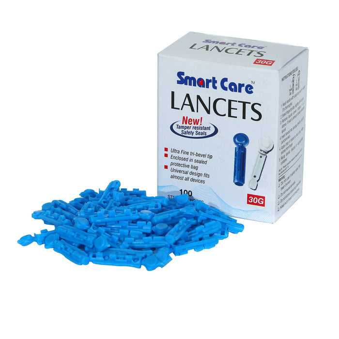 Smart Care Blood Lancet Needles Round 100 Count (Pack of 5) with Smart Care Blood Glucose Monitor Free